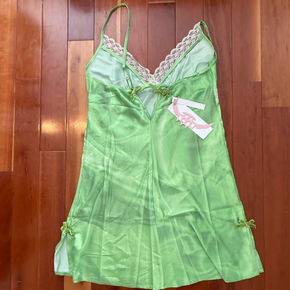 Nodress Birthday Cake Print Satin Slip Mini Dress in Light Green M Y2K - Picture 8 of 9